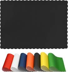 10" X 14" BLACK COLORED PAPER PLACEMAT WITH SCALLOPED EDGE
