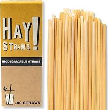 7.75" HAY STRAWS / NATURAL WHEAT BIODEGRADABLE (500/PACK)