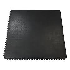 INTERLOCKING RUBBER FLOOR MAT - BLACK, ANTI-FATIGUE - 3 X 3