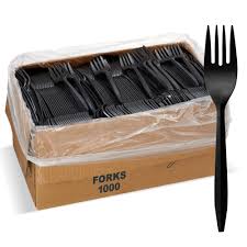 PLASTIC FORK / BLACK / HEAVY WEIGHT / 1,000 PER CASE