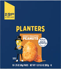 PLANTER'S HONEY ROASTED PEANUTS, 1.75 OZ PACK, 18 PER