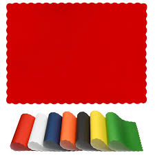 10" X 14" RED COLORED PAPER PLACEMAT WITH SCALLOPED EDGE