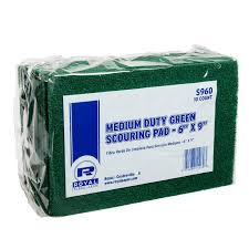SCOUR PAD / GREEN / MEDIUM DUTY ABRASIVE (10/PK)