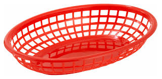 FAST FOOD BASKETS / RED / OVAL 9.25" X 5.75" (DOZEN)