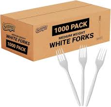 PLASTIC FORK / WHITE / MEDIUM WEIGHT / 1,000 PER CASE