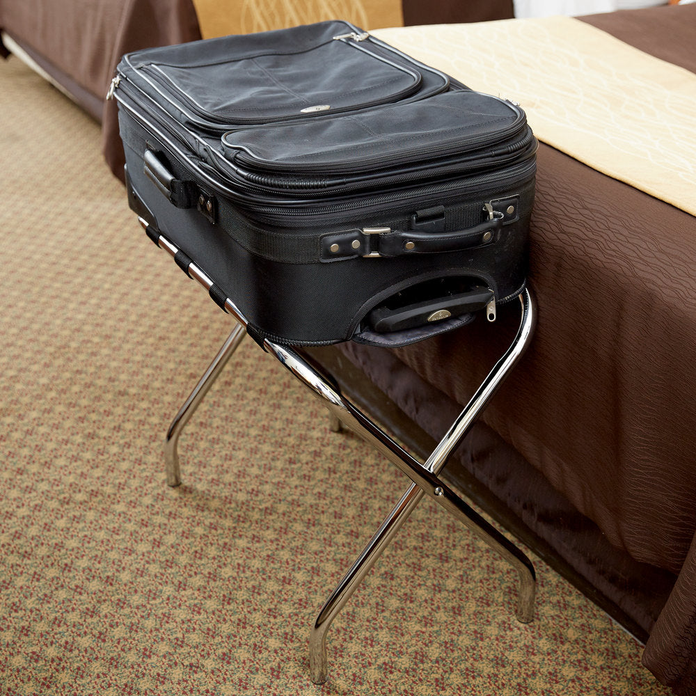 LANCASTER TABLE & SEATING CHROME FOLDING LUGGAGE RACK