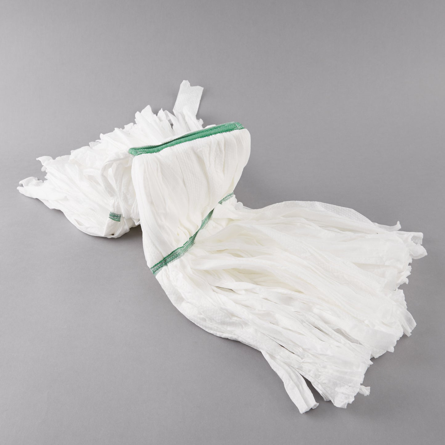 32 OZ. WHITE DISPOSABLE MICROFIBER MOP HEAD WITH 1" GREEN BAND
