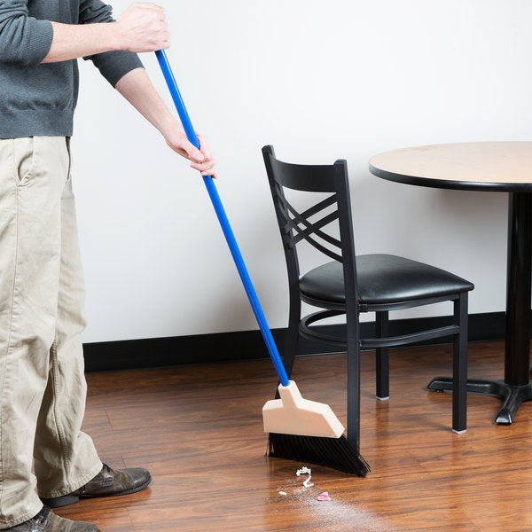 10" ANGLED BROOM WITH BLACK FLAGGED BRISTLES AND 45 1/4" HANDLE