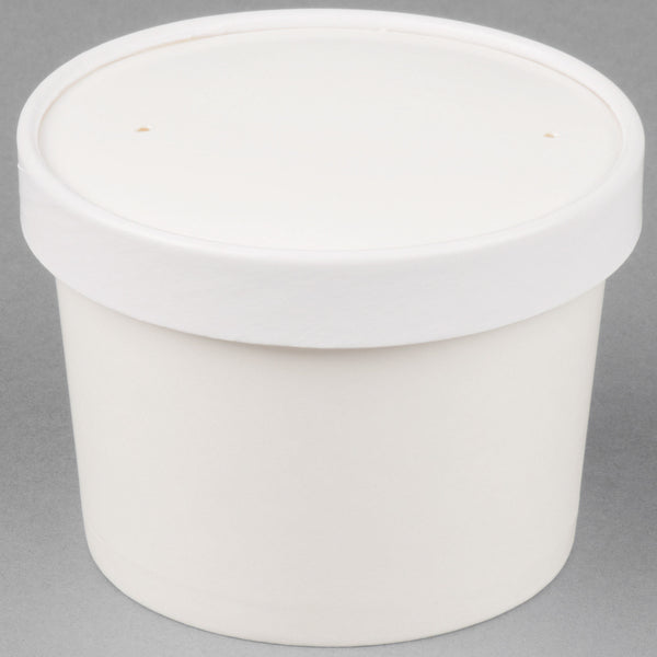 12 OZ DOUBLE POLY-COATED WHITE PAPER SOUP / HOT FOOD CUP WITH VENTED PAPER LID (250/CASE)
