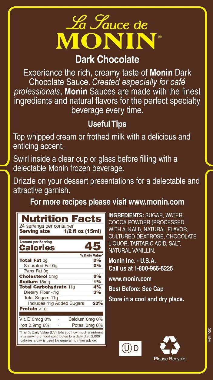 DARK CHOCOLATE SAUCE / MONIN / 64 OZ (4/CS)