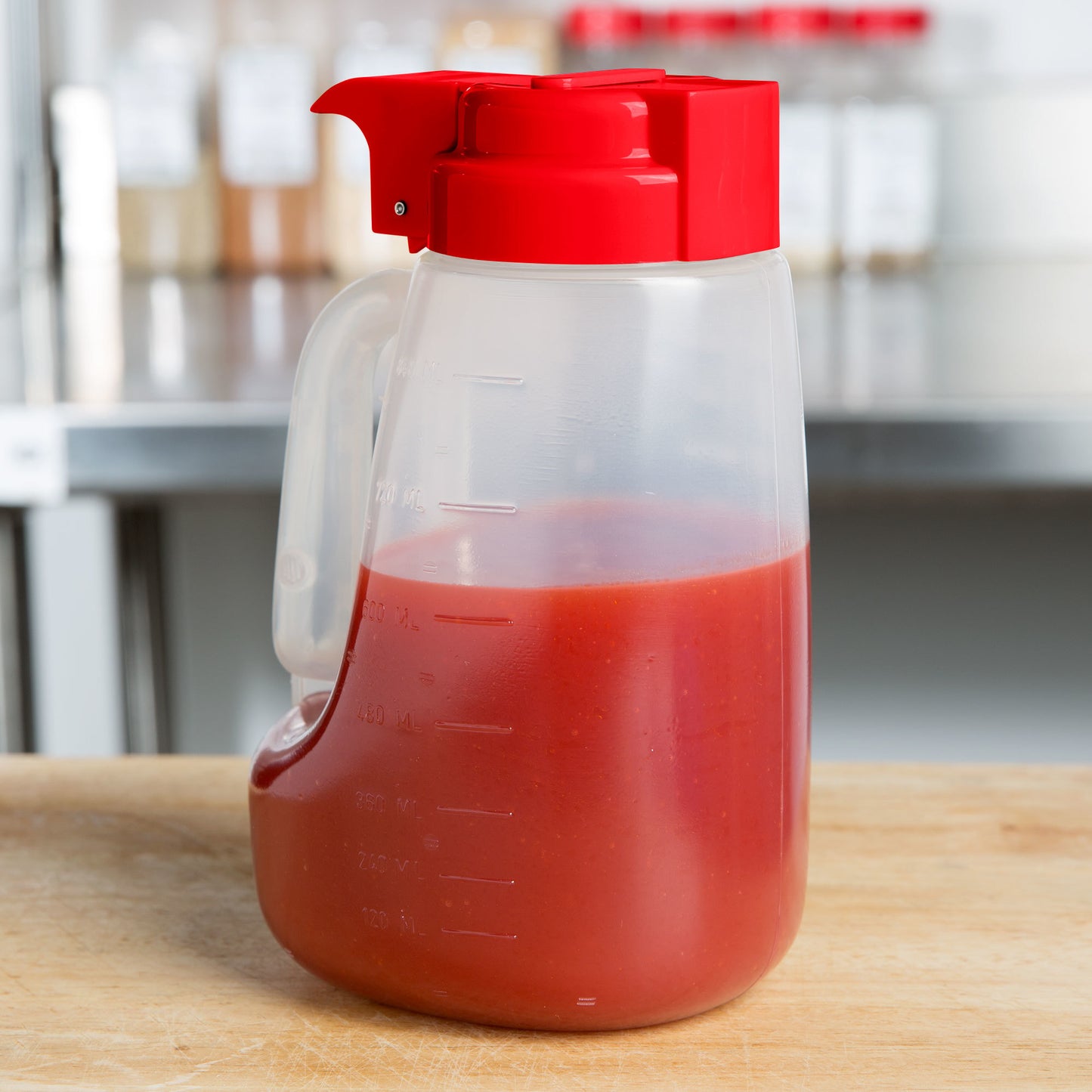 TABLECRAFT PP32R OPTION 32 OZ. DISPENSER JAR WITH RED TOP