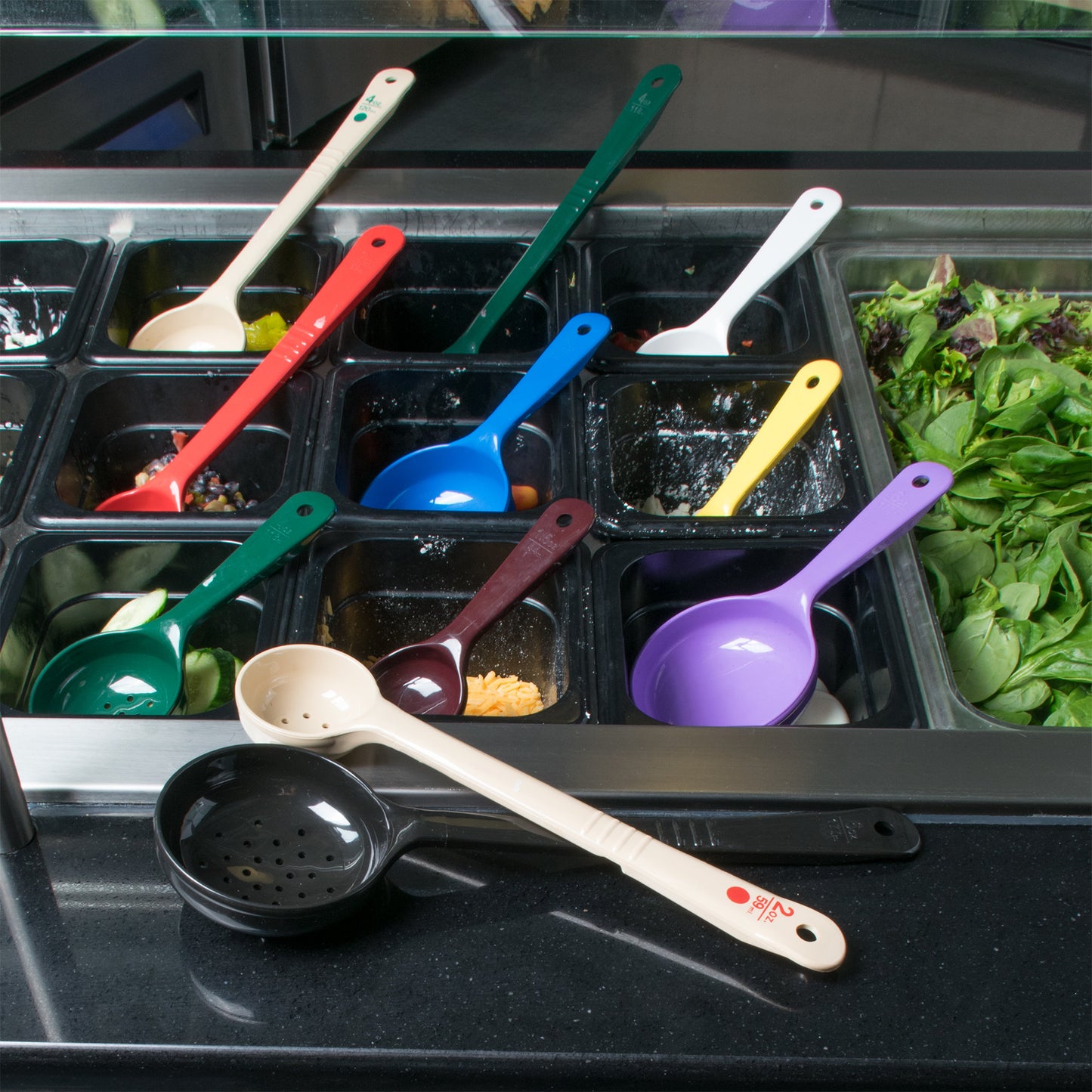 PORTION SPOON / 4 OZ / BEIGE AND GREEN (EACH)