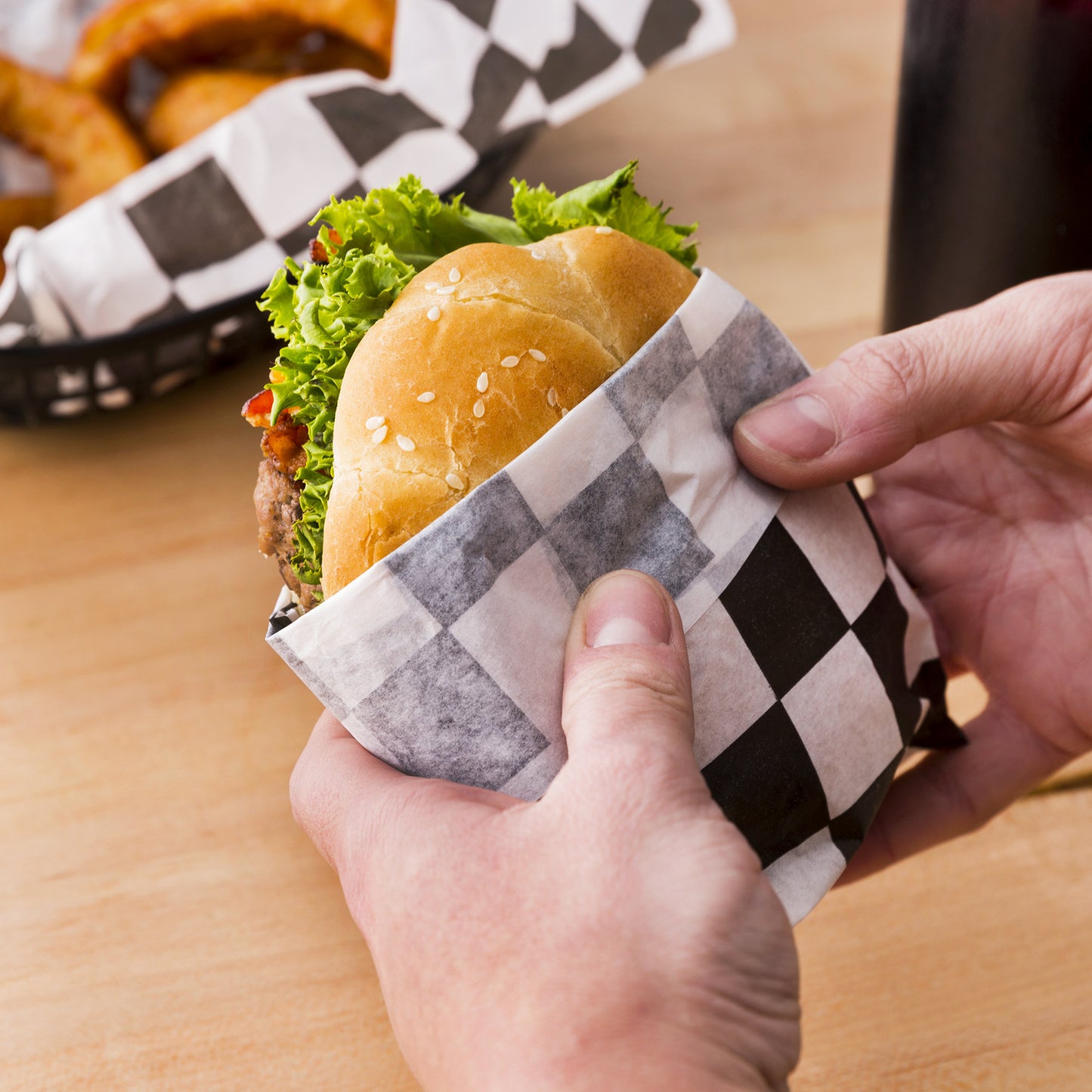 12" X 12" BLACK CHECK DELI SANDWICH WRAP PAPER (5,000/CS)