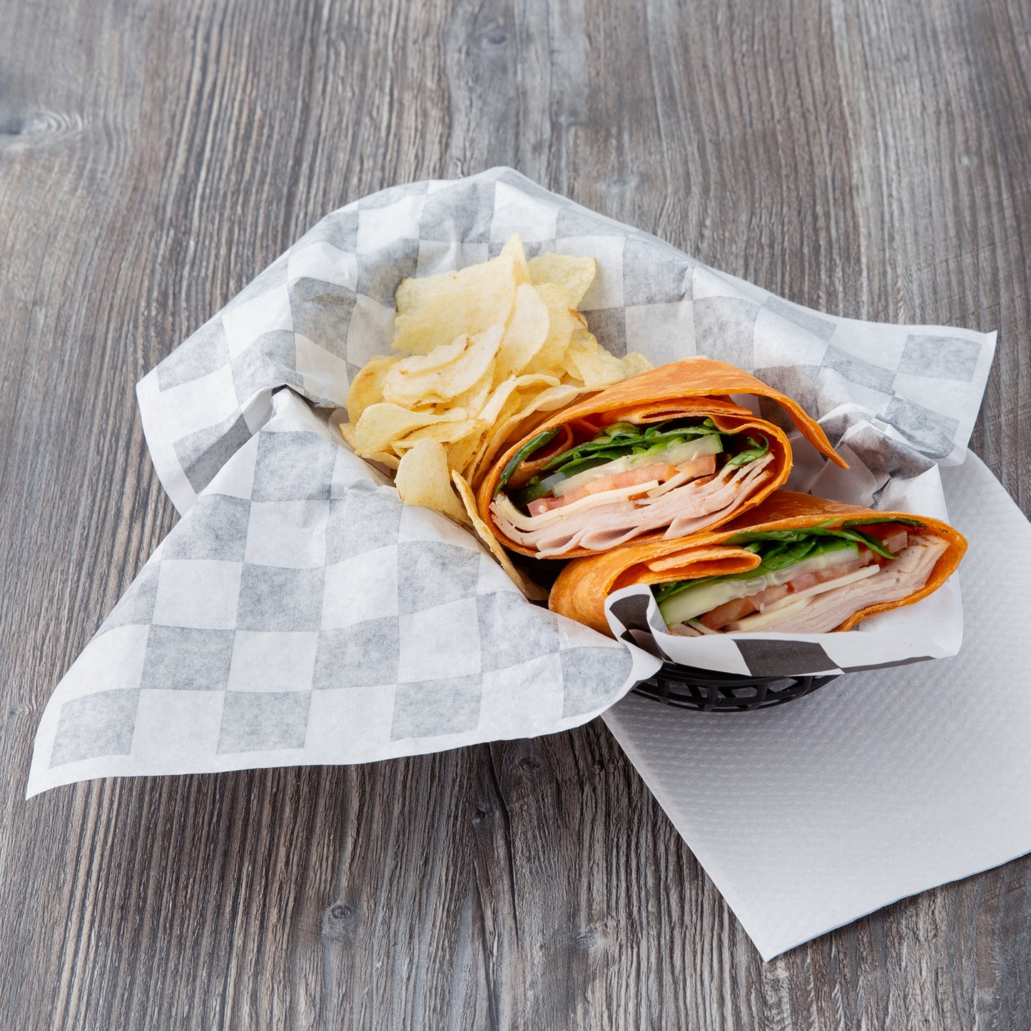 12" X 12" BLACK CHECK DELI SANDWICH WRAP PAPER (5,000/CS)