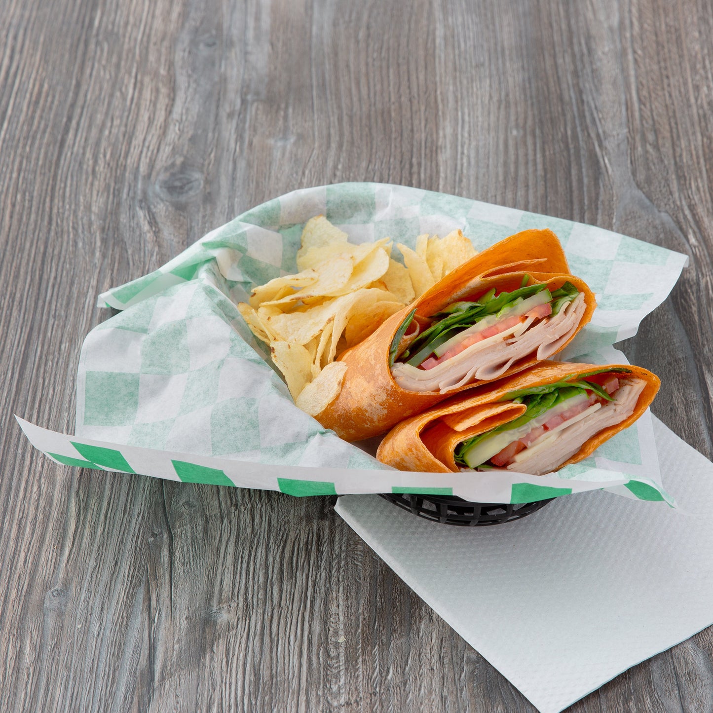 12" X 12" GREEN CHECK DELI SANDWICH WRAP (5,000/CS)