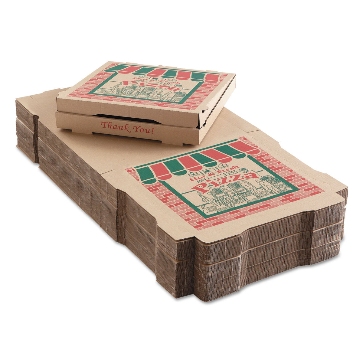 GreenBox 16 x 16 x 2 Corrugated Pizza Box with Built-In Plates