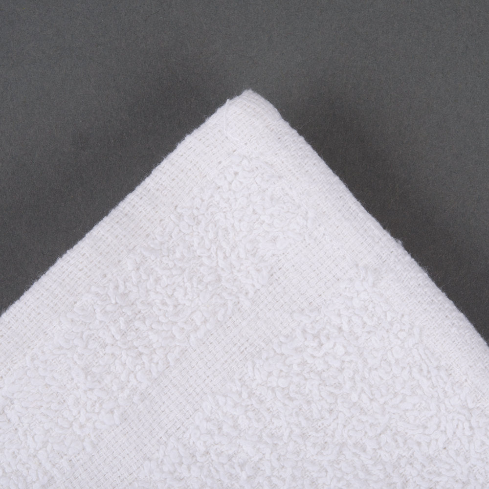 GANESH CLASSIC CAM BORDER WASHCLOTHS 12X12 100% COTTON WHITE 1LB/DZ