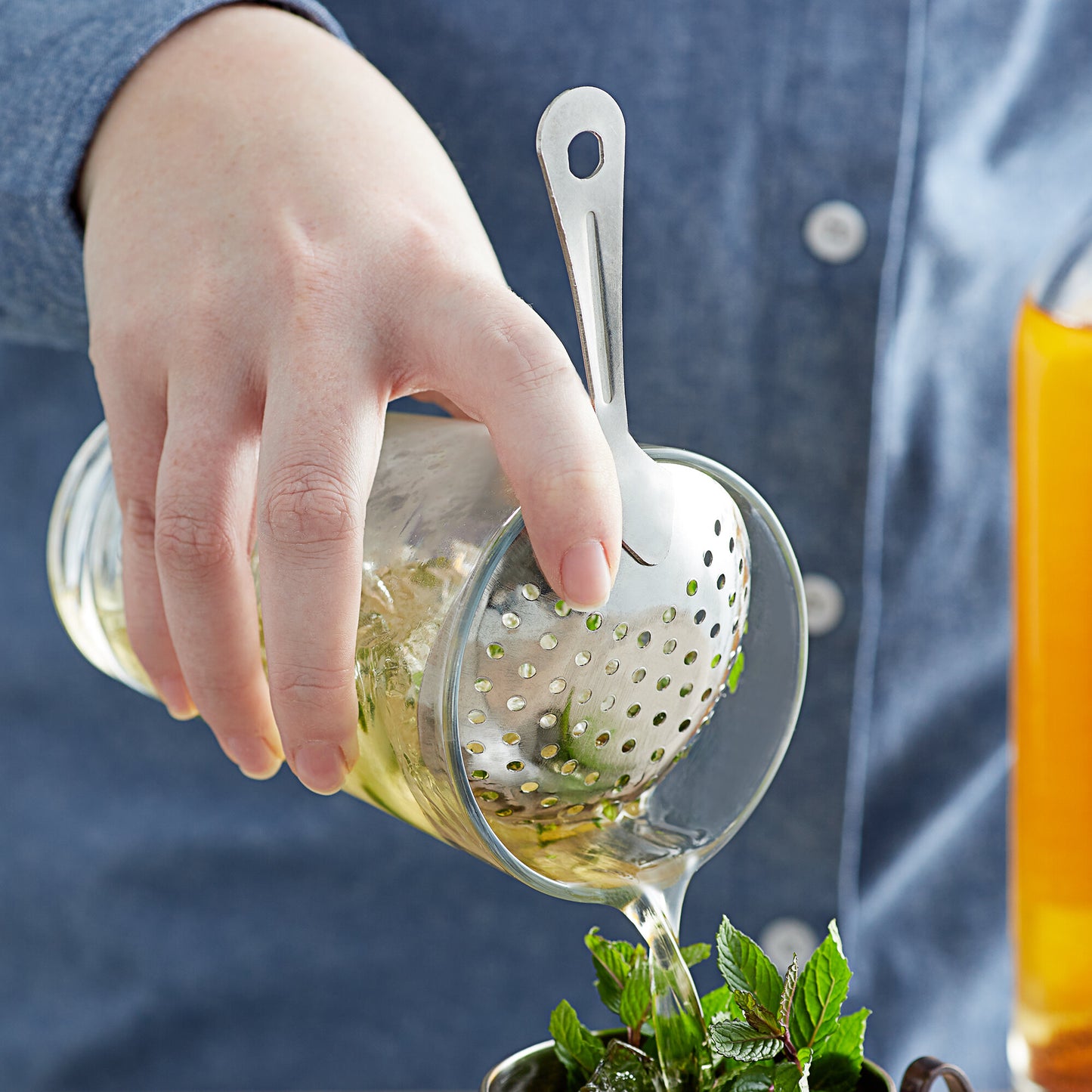 6 1/8" STAINLESS STEEL JULEP STRAINER