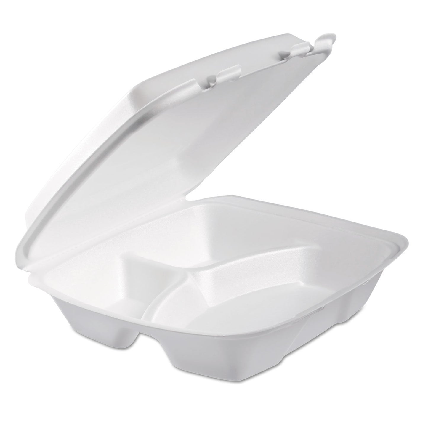 9 X 9 HINGED TRAY / FOAM / WHITE / 3 COMPARTMENT (200/CS)