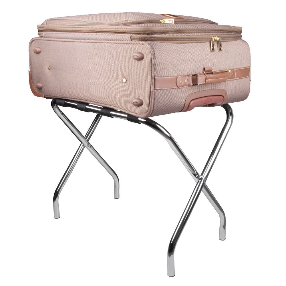 LANCASTER TABLE & SEATING CHROME FOLDING LUGGAGE RACK