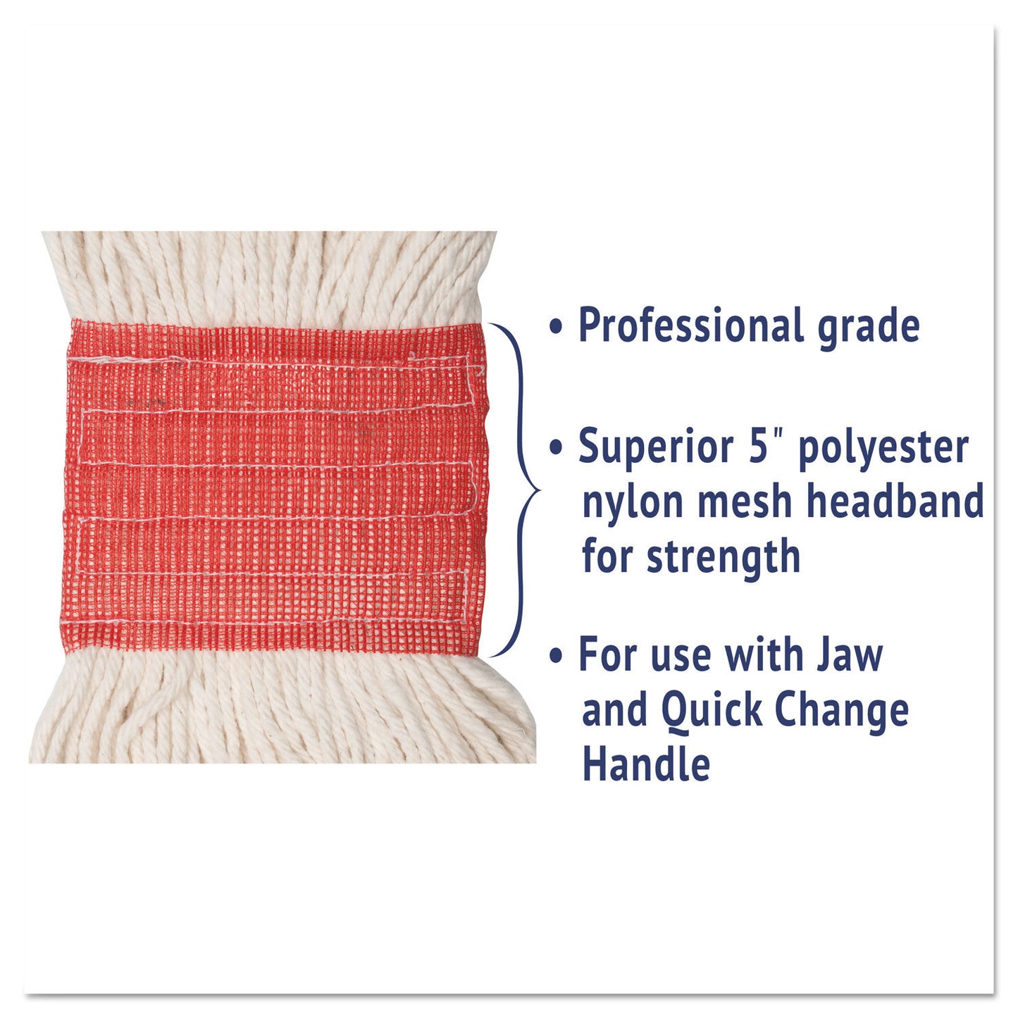 SUPER LOOP WET MOP HEAD, COTTON/SYNTHETIC FIBER, 5" HEADBAND, LARGE SIZE, WHITE (12/CS)