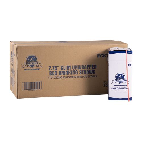 EMPRESS SEMI SLIM STRAW / STIRER UNRAPPED 7.76" RED, 500 BOX