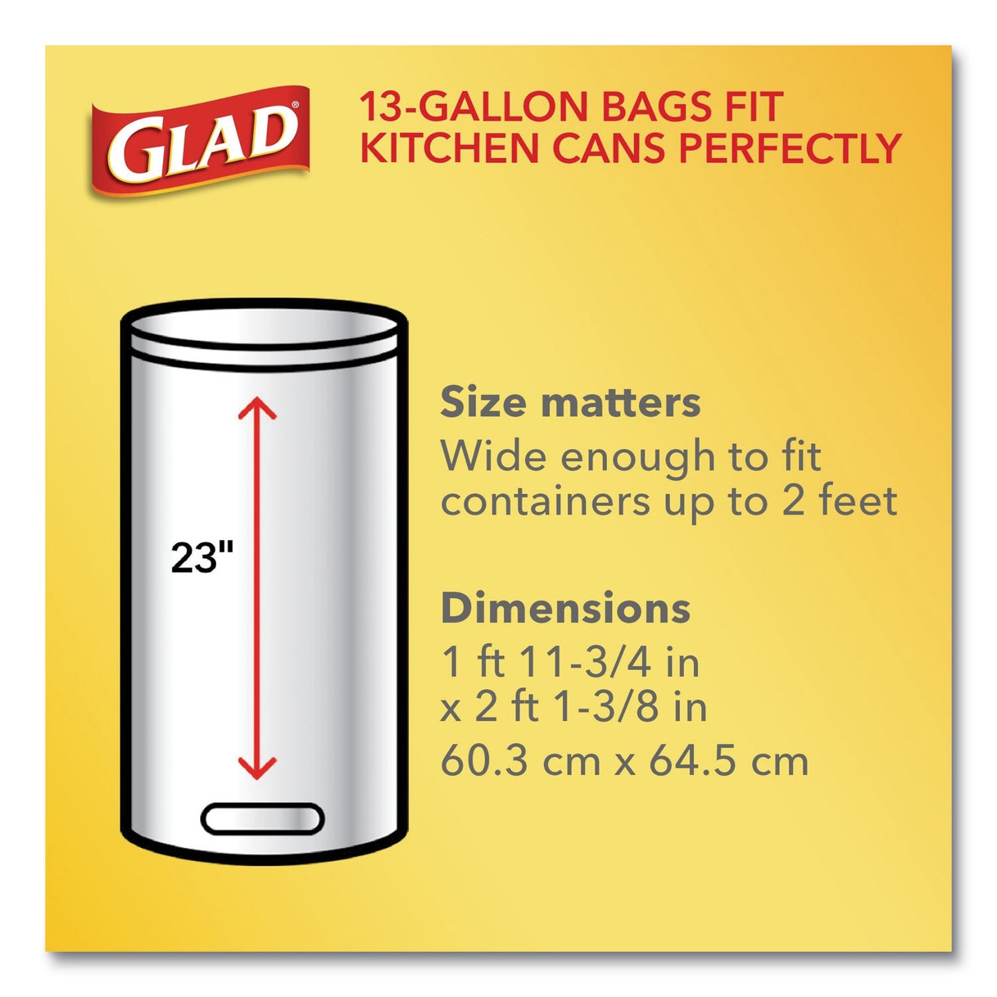 GLAD / FORCEFLEXPLUS TALL KITCHEN DRAWSTRING TRASH BAGS, 13 GAL, 0.72 MIL, 23.75" X 24.88", WHITE (100/CS)