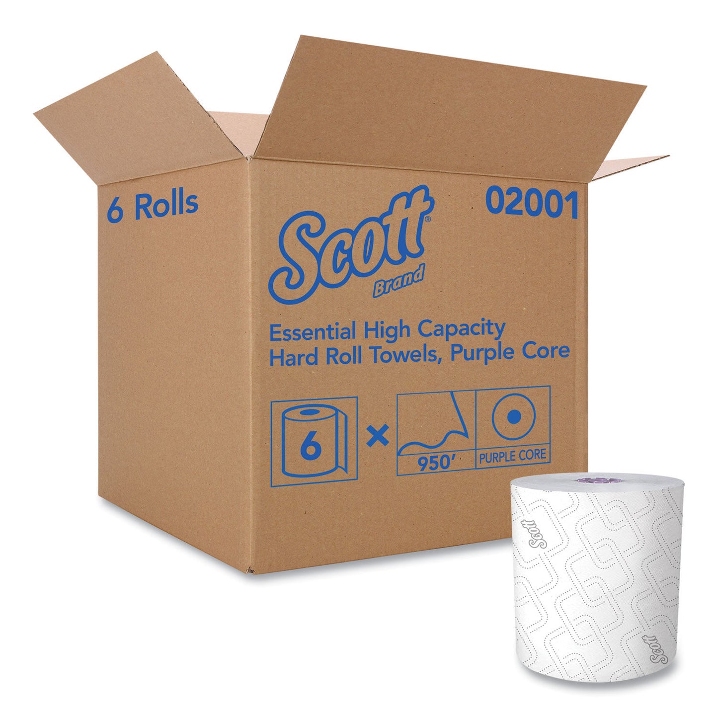 SCOTT HARDWOUND TOWEL / ESSENTIAL HIGH CAPACITY HARD ROLL TOWEL, WHITE, 8" X 950 FT (6/CS)