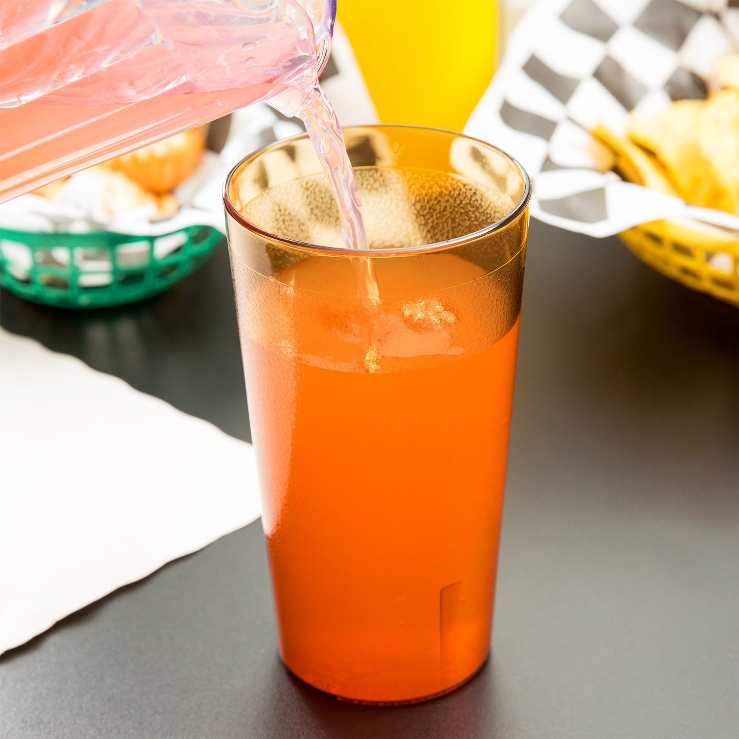 16 OZ. AMBER PEBBLED PLASTIC TUMBLER (12/PACK)
