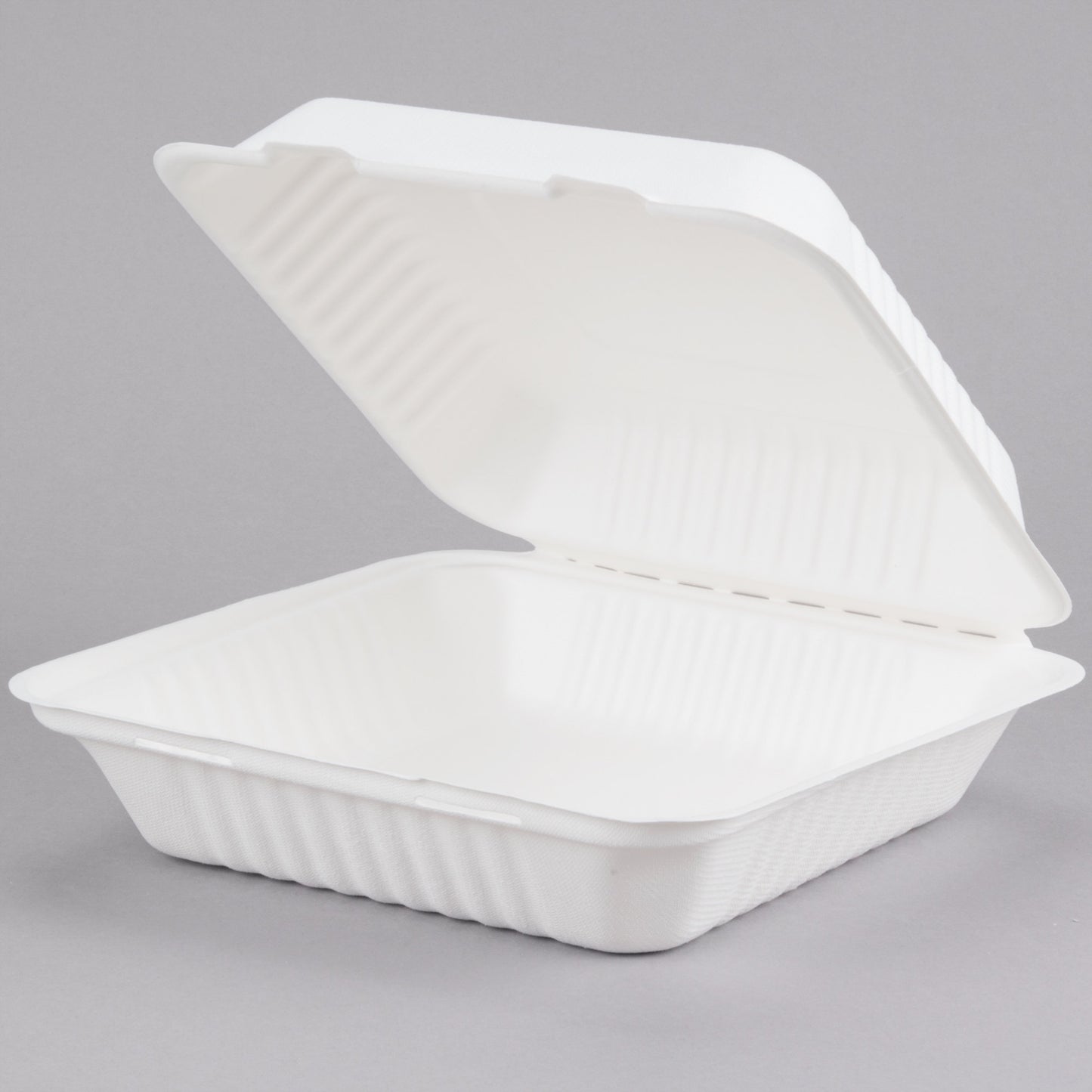 9 X 9 HINGED TRAY / BIODEGRADABLE MOLDED FIBER / ONE COMPARTMENT(200/CS)