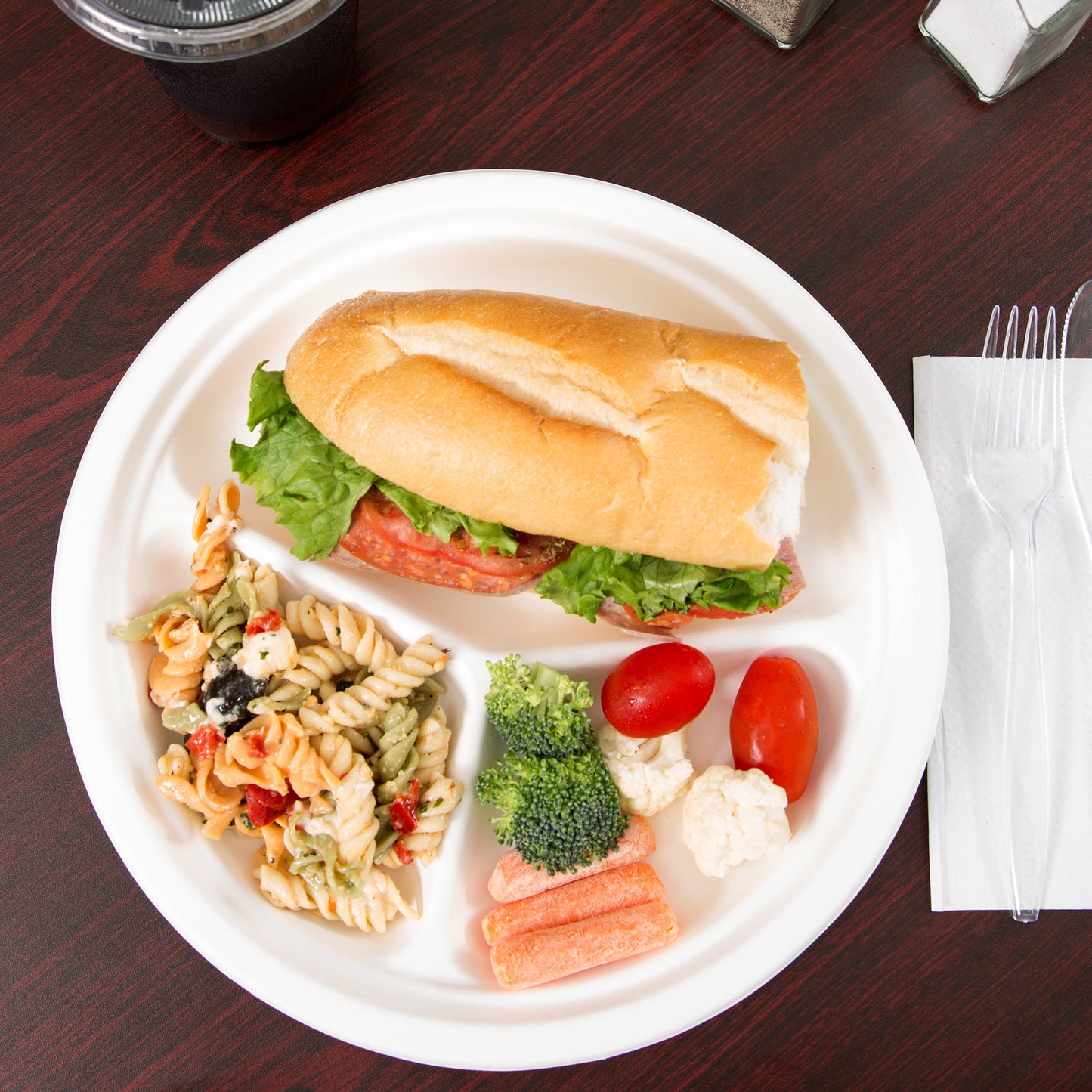 BIODEGRADABLE PLATE / 10" / 3-COMPARTMENT (500/CS)