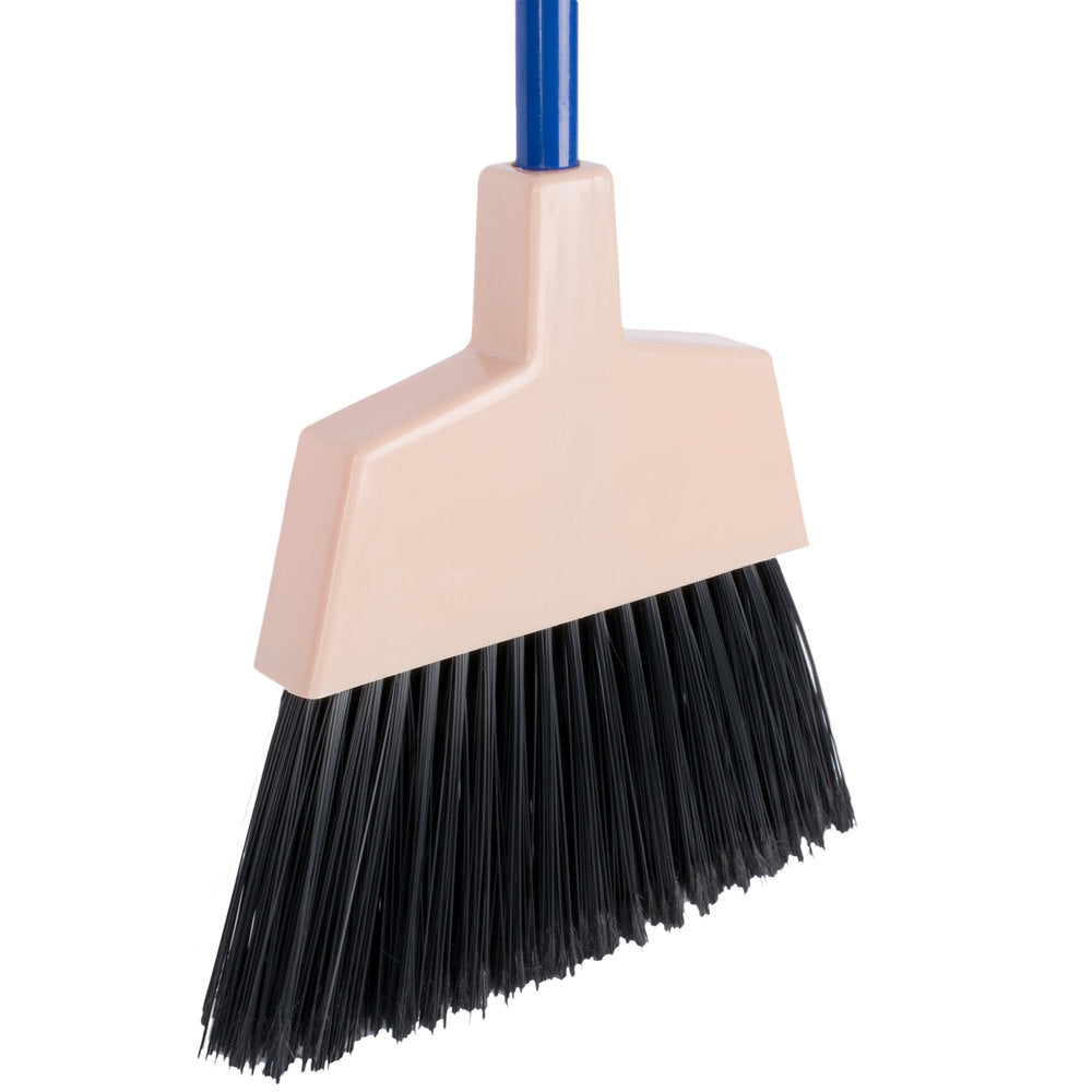 10" ANGLED BROOM WITH BLACK FLAGGED BRISTLES AND 45 1/4" HANDLE