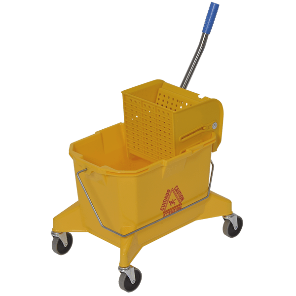26 QT. TUFF SIDE-PRESS MOP BUCKET / SIDE-PRESS WRINGER COMBO. INCLUDES 3" NON-MARKING GREY CASTERS.