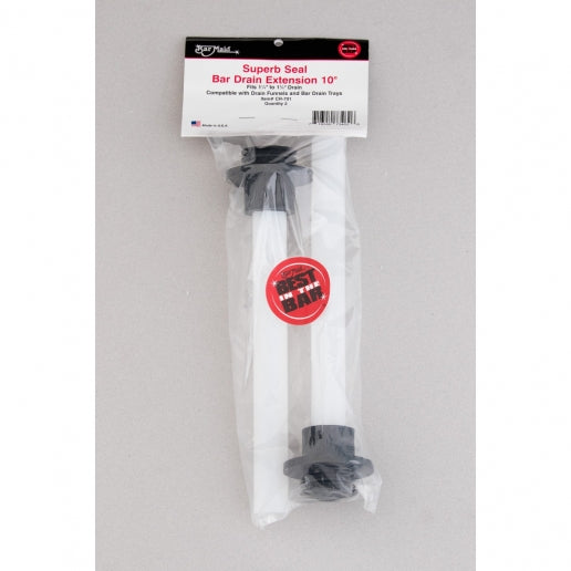 SUPERB SEAL BAR DRAIN EXTENSION 10". FITS 1 1/4" TO 1 3/4" DRAIN. COMPATIBLE WITH DRAIN FUNNELS AND BAR DRAIN TRAYS.(OVERFLOW TUBES)