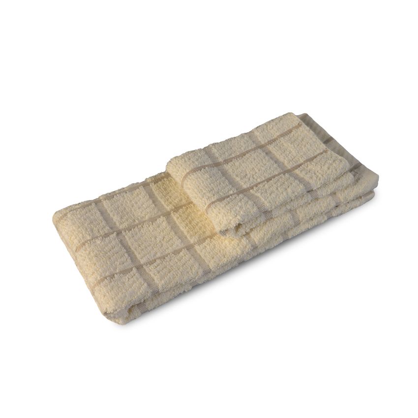 Kitchen Towel 15 x 25 Off White/Tan (12/CS)