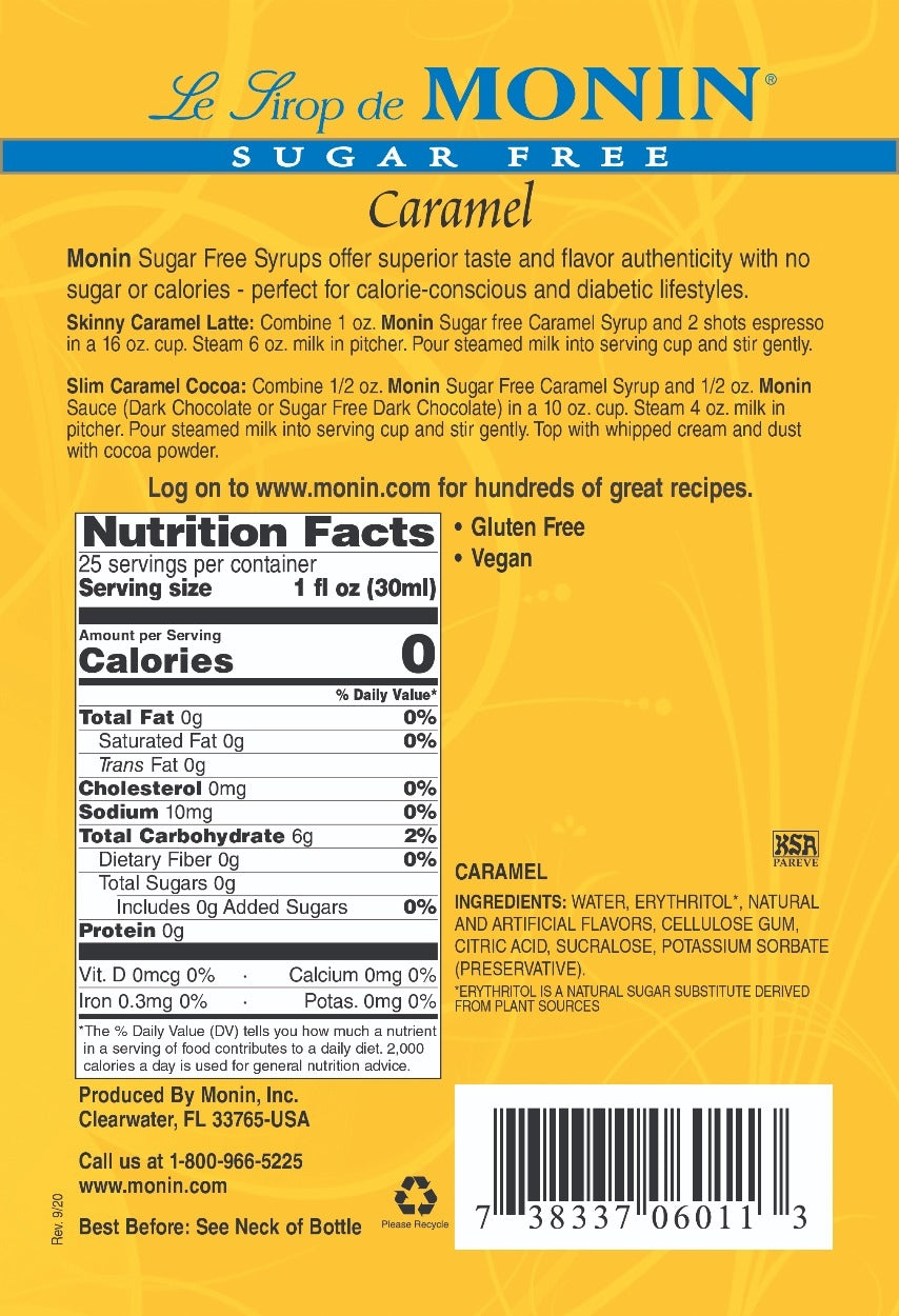 SUGAR FREE CARAMEL FLAVORING SYRUP / 750 ML (EACH)