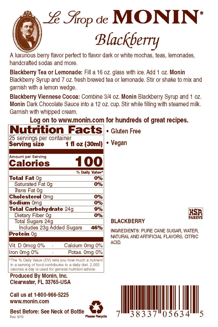 BLACKBERRY / MONIN / 750 ML (EACH)