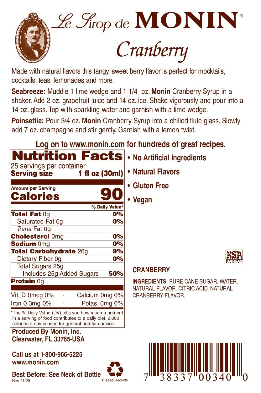 CRANBERRY / MONIN / 1 LITER / (4/CS)
