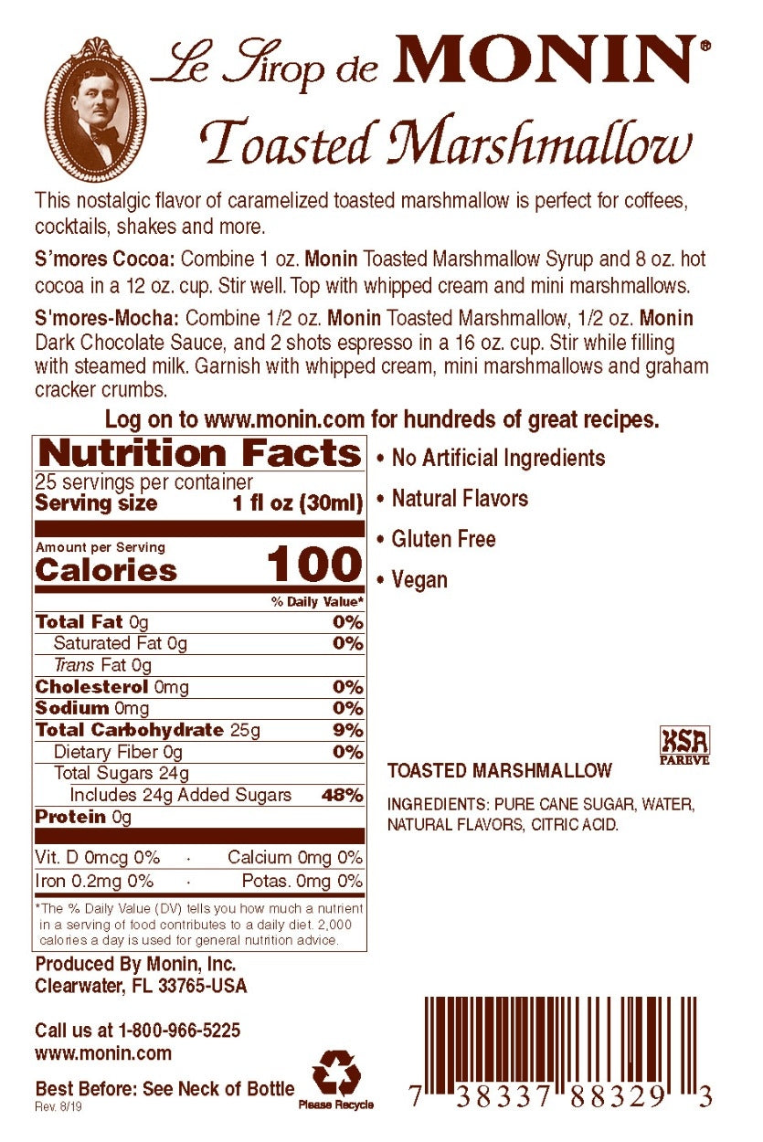 TOASTED MARSHMALLOW / MONIN / 750 ML (EACH)
