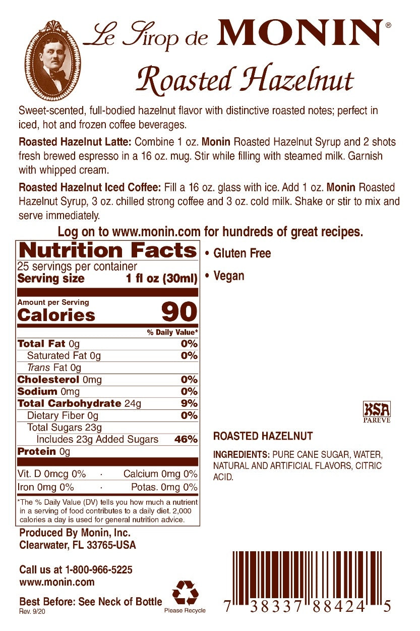 HAZELNUT, ROASTED / MONIN / 1 LITER / (4/CS)