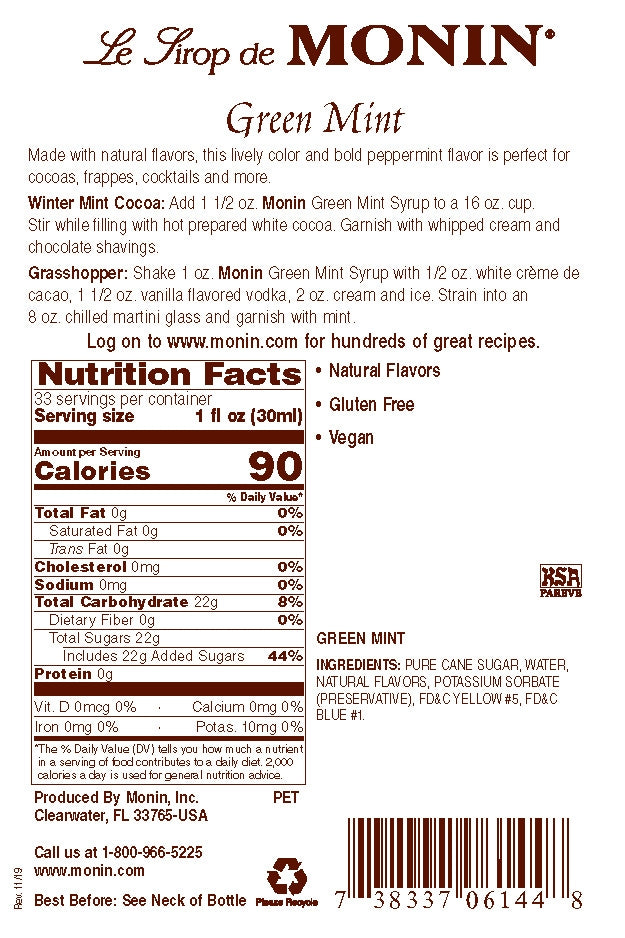 MINT, GREEN / MONIN / 1 LITER / (4/CS)