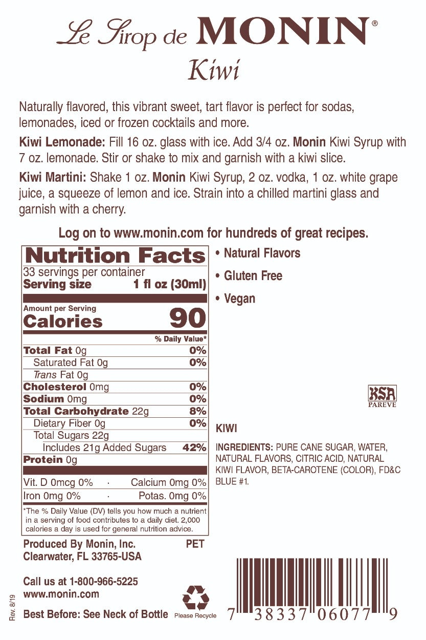 KIWI FLAVORING FRUIT SYRUP / 750 ML (EACH)