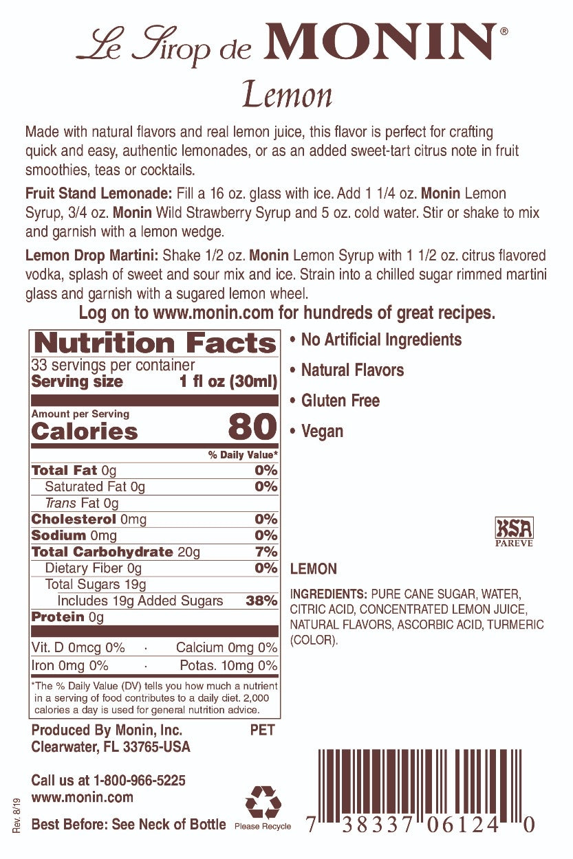 LEMON / MONIN / 1 LITER / (4/CS)