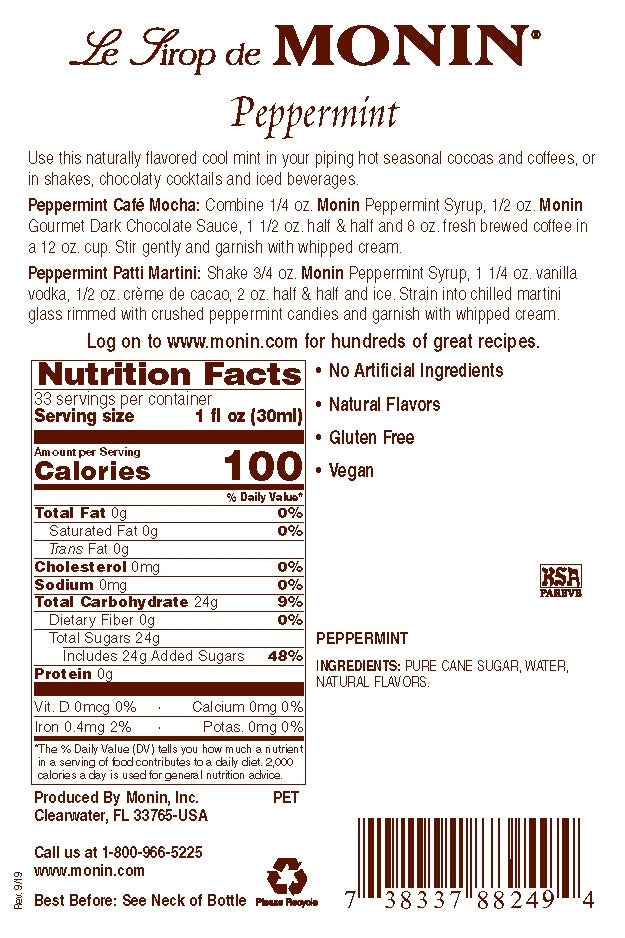 PEPPERMINT / MONIN / 1 LITER / (4/CS)