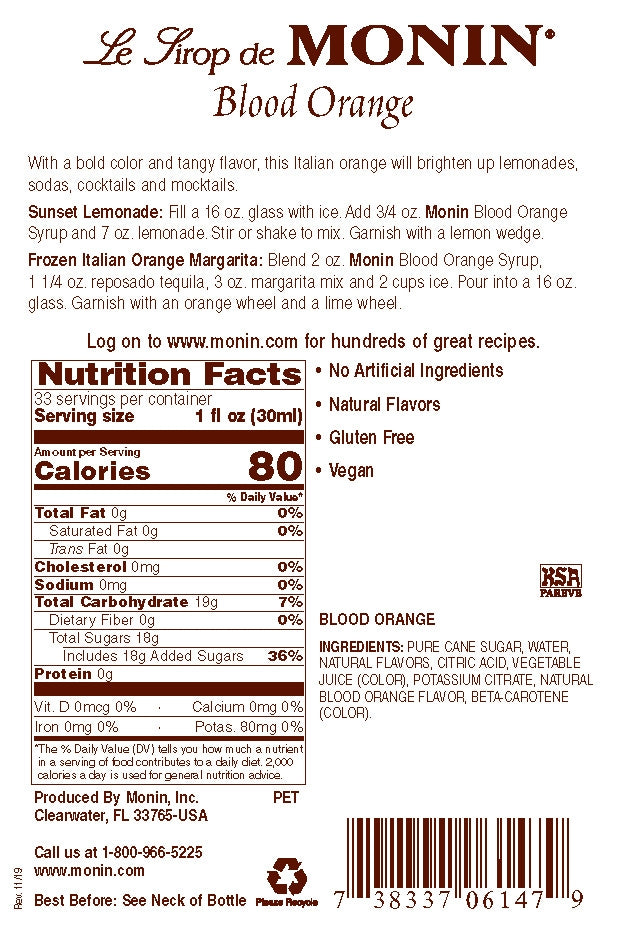 ORANGE, BLOOD / MONIN / 1 LITER / (4/CS)
