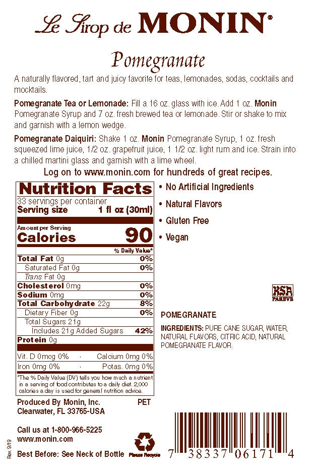 POMEGRANATE / MONIN / 1 LITER / (4/CS)