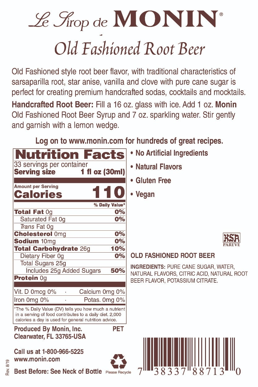 ROOT BEER, OLD FASHIONED / MONIN / 1 LITER / (4/CS)