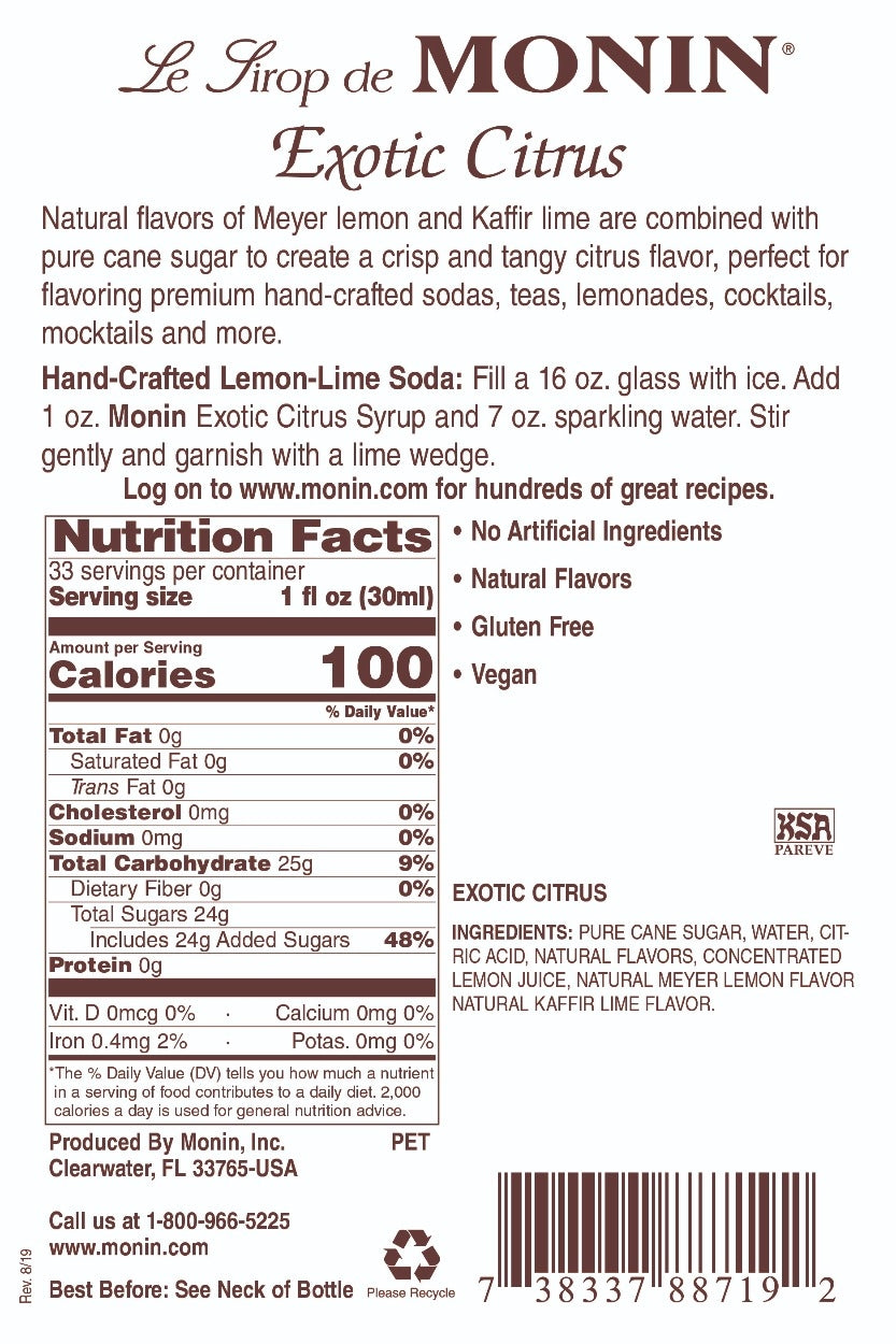 EXOTIC CITRUS / MONIN / 1 LITER / (4/CS)