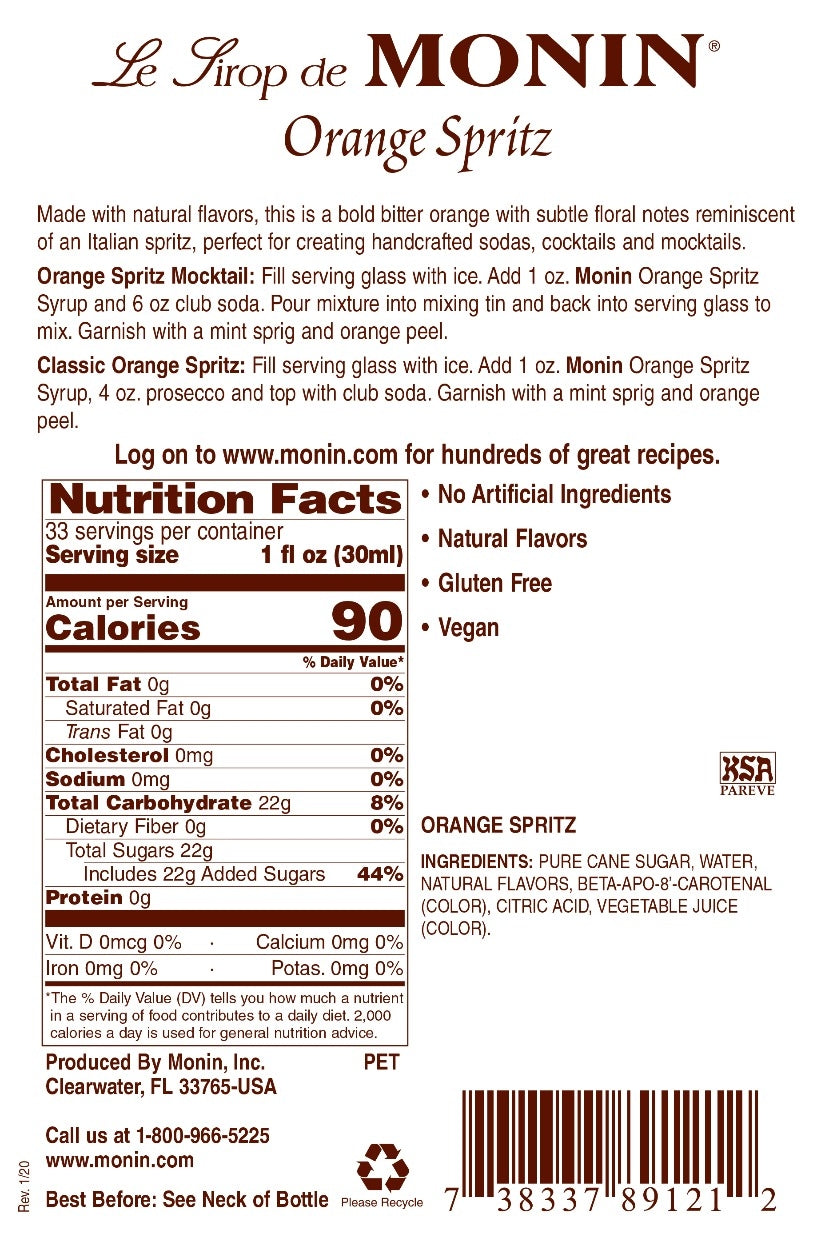 ORANGE SPRITZ / MONIN / 1 LITER / (4/CS)