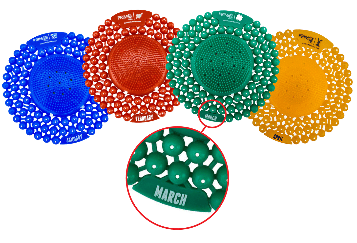 PRIMO URINAL SCREENS / FULL YEAR / CONTAINS ONE OF EACH MONTH